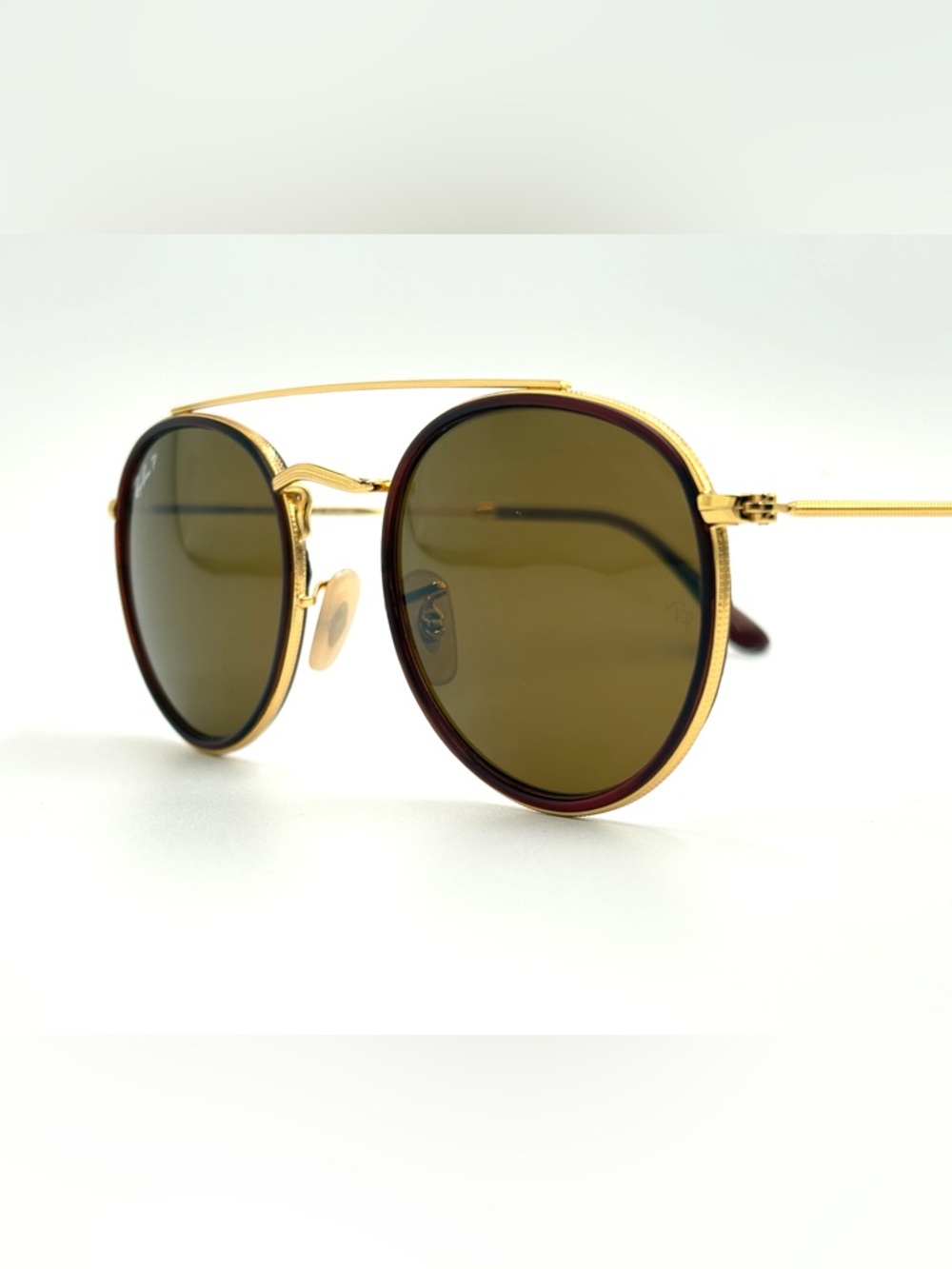 Ray-Ban Polarized Rb3647N Round Double Bridge Arista Brown Lens 51-145 901/57